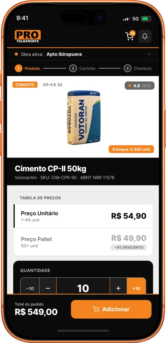 Product page with the unit price tier active
